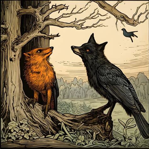  The Jackal and the Crow - A Timeless Tale Illustrating Cunning and Greed!